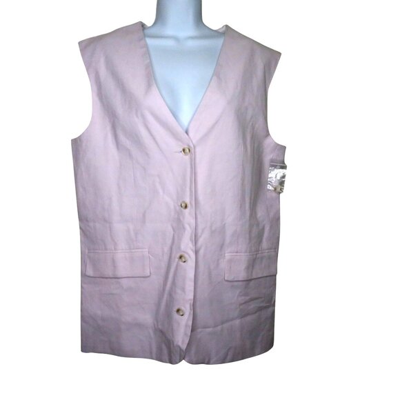 Topshop Womens Light Pink Button-Front Vest Pockets Adjustable Back Size US 6 - Picture 7 of 11